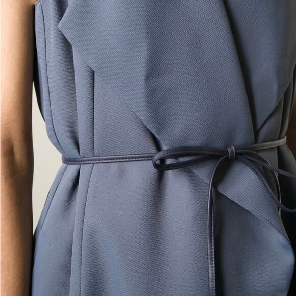 EUC Vince Long Draped Vest Crepe Gray Leather Tie Waist Sleeveless Belt Layering - Picture 5 of 16